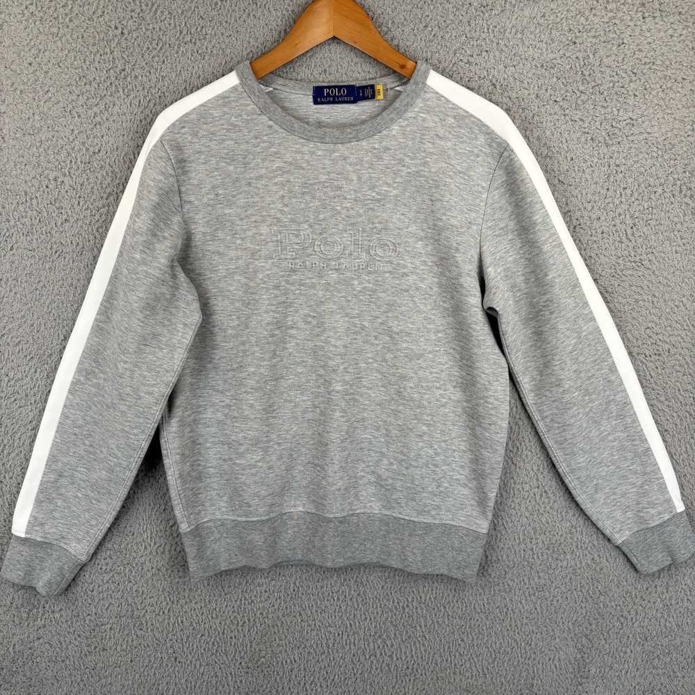 Polo Ralph Lauren Sweatshirt Mens Small Heather Gray Spell Out Logo Crewneck